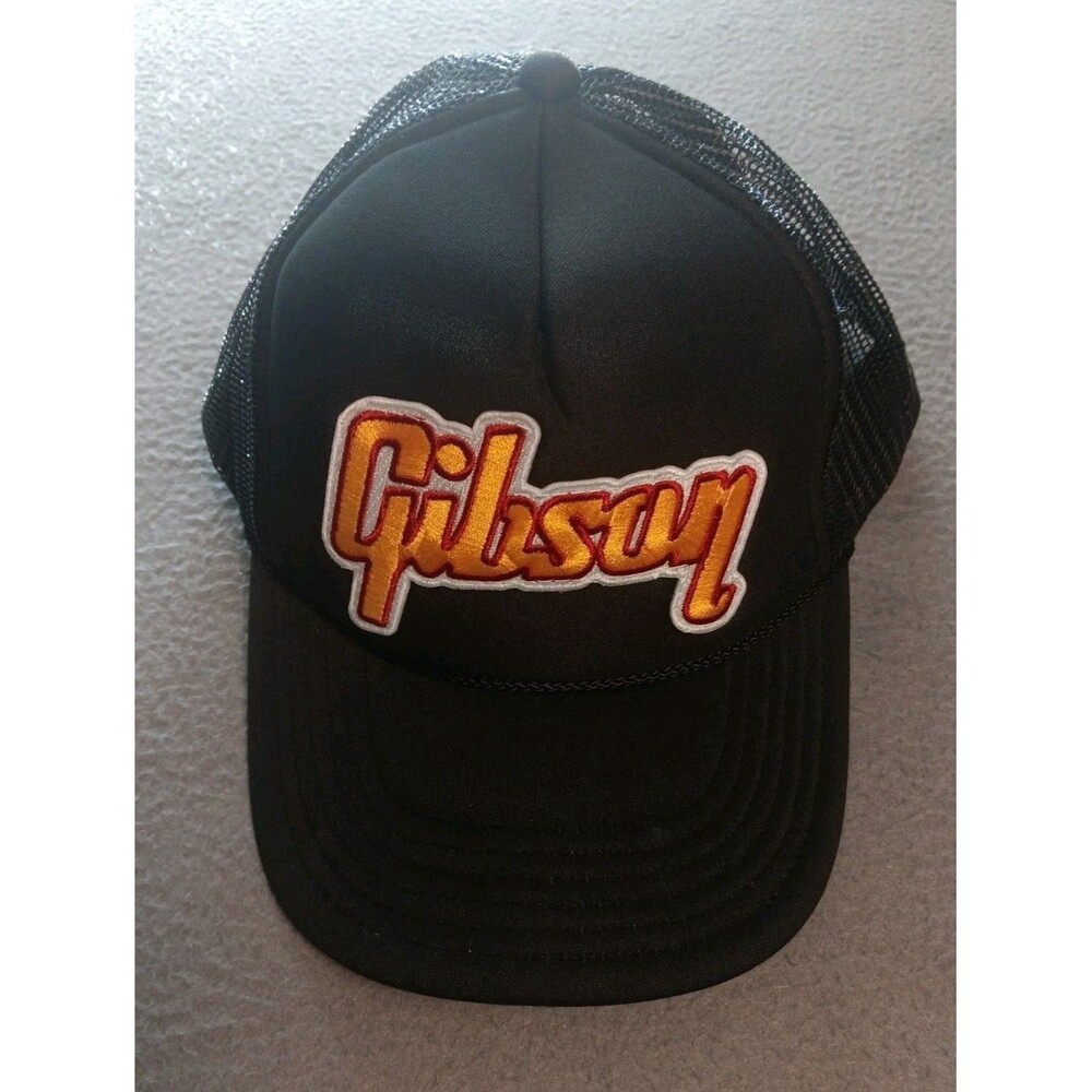 Gibson Guitar Logo Aviator Nation Trucker Hat Baseball Cap Black Mesh Snapback.